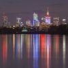 Warszawa i Wisła nocą fotoobraz panoramiczny