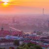 Wschód słońca nad Zamkem Królewskim i Pragą fotoobraz panoramiczny