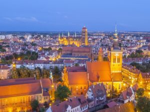 Gdańsk nocą fotoobraz panoramiczny