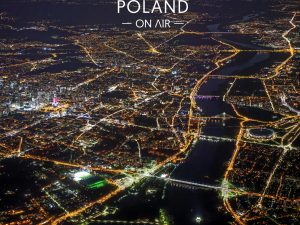 Warszawa i Wisła z lotu ptaka nocą fotoobraz POLSKA Z NIEBA