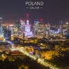 Warszawa z lotu ptaka centrum nocą – fotoobraz na płótnie POLAND ON AIR