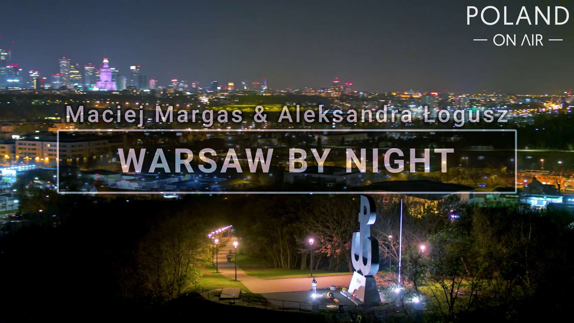 Warsaw by night warszawa dron