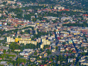 Bielsko-Biała - panorama miasta z lotu ptaka