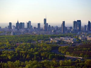 Warszawa - skyline Warszawy o świcie